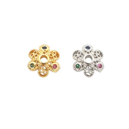 Brass Bead Cap, plated, DIY & micro pave cubic zirconia 