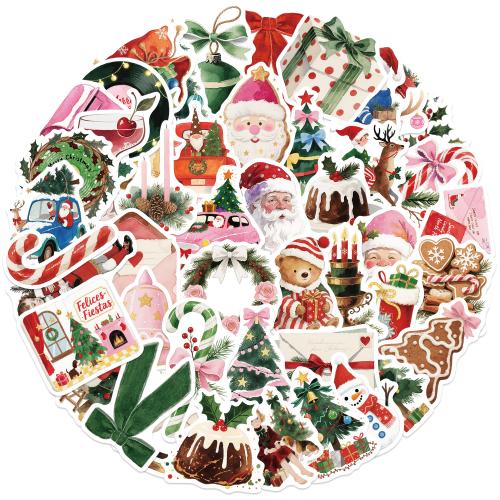 PVC Plastic Sticker Paper, printing, Christmas Design & DIY & waterproof, multi-colored 