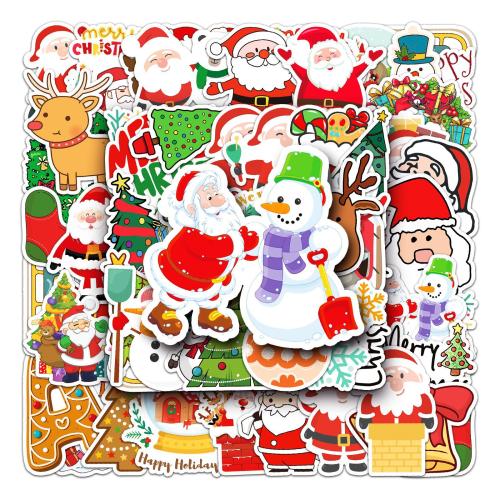 PVC Plastic Sticker Paper, printing, Christmas Design & DIY & waterproof, multi-colored, size 5.5-8.5CM 