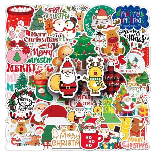 Paper Sticker Paper, with PVC Plastic, printing, Christmas Design & DIY & waterproof, multi-colored 