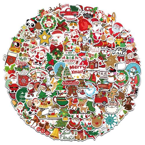 PVC Plastic Sticker Paper, printing, Christmas Design & DIY & waterproof, multi-colored 