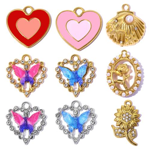 Edelstahl Anhänger, mit Kunststoff Perlen, goldfarben plattiert, DIY & verschiedene Stile für Wahl & Emaille & mit Strass, keine, 3PCs/Tasche, verkauft von Tasche