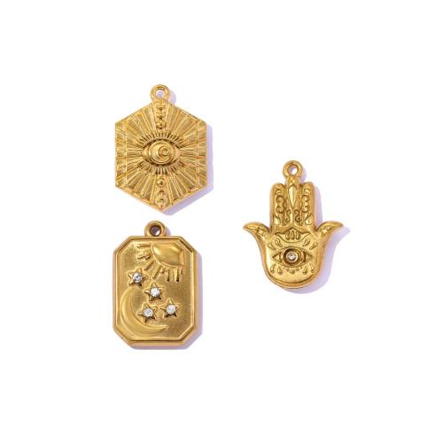 Rhinestone Stainless Steel Pendants, gold color plated, DIY & with rhinestone 