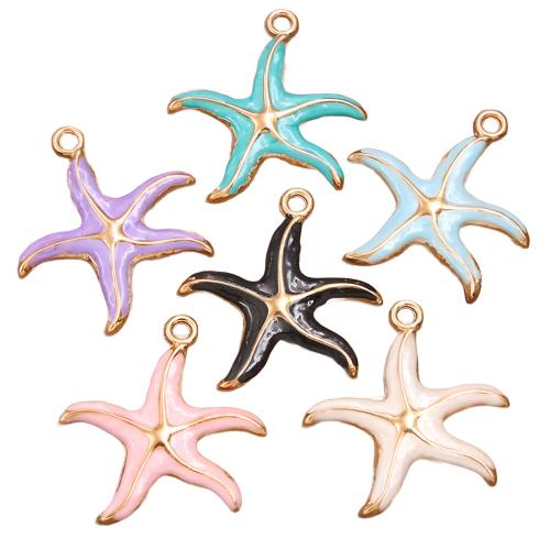 Zinc Alloy Enamel Pendants, Starfish, plated, DIY 