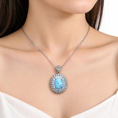 Brass Necklace, with Gemstone, plated & micro pave cubic zirconia & for woman Approx 45 cm 