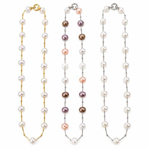 Brass Necklace, with Shell Pearl, plated, fashion jewelry & for woman beads size Approx 50 cm 