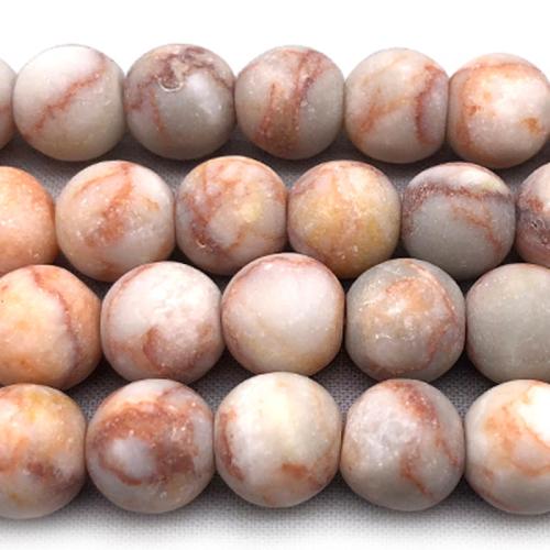 Single Gemstone Beads, Network Stone, Round, DIY & frosted, red 