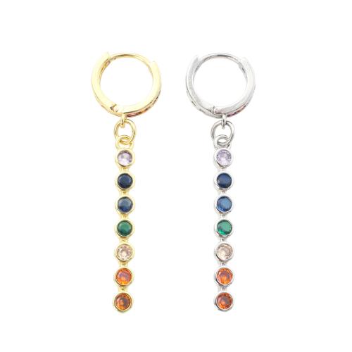 Messing Ohrring Tropfen Komponente, plattiert, Micro pave Zirkonia & für Frau, keine, earring size 34.7x4x2.7mm, ring size 13.9/10.5mm, verkauft von Paar