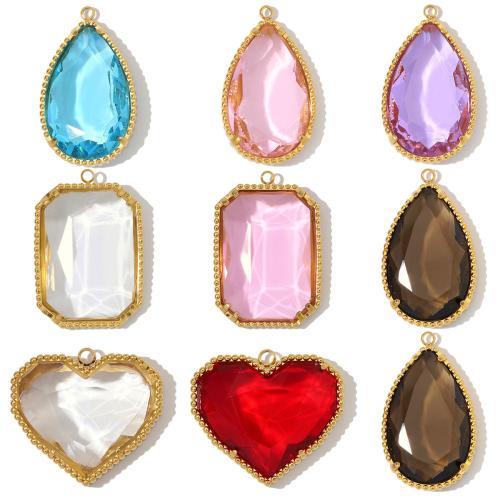 クリスタル　ジュエリー ペンダント, ステンレス, とともに クリスタル, ゴールドメッキ, DIY & 異なるスタイルを選択, 無色, 3パソコン/バッグ, 売り手 バッグ