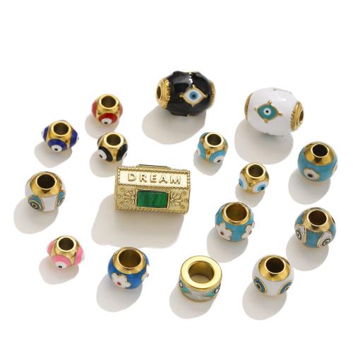 Moda bolas de mal de ojo, acero inoxidable 304, chapado en color dorado, Bricolaje & diferentes estilos para la opción & esmalte, Vendido por UD