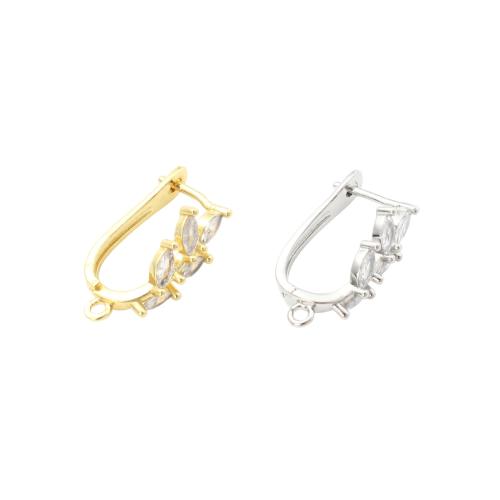 Componetes de Metal para Pendientes, chapado, Bricolaje & micro arcilla de zirconia cúbica, más colores para la opción, 24x13.1x8.1mm, Vendido por Par