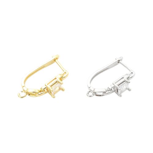 Componetes de Metal para Pendientes, chapado, Bricolaje & micro arcilla de zirconia cúbica, más colores para la opción, 24x14.7x7mm, Vendido por Par