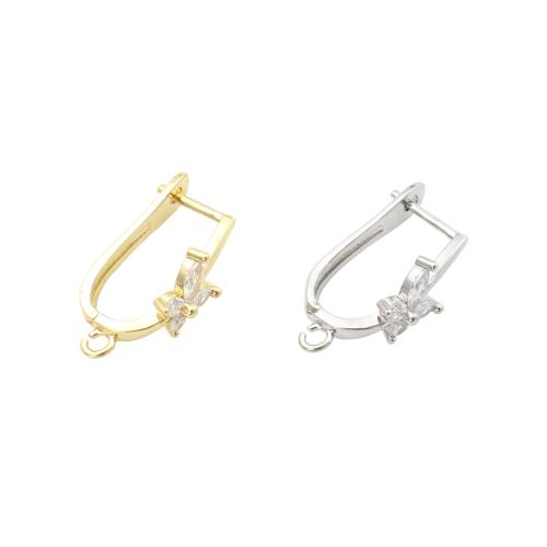Componetes de Metal para Pendientes, chapado, Bricolaje & micro arcilla de zirconia cúbica, más colores para la opción, 24x13.6x8.8mm, Vendido por Par
