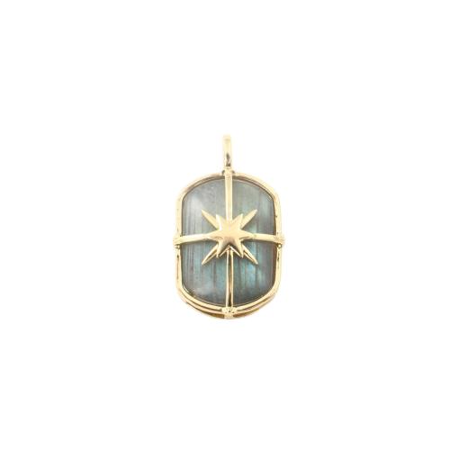 Gemstone Brass Pendants, with Gemstone, gold color plated, DIY 