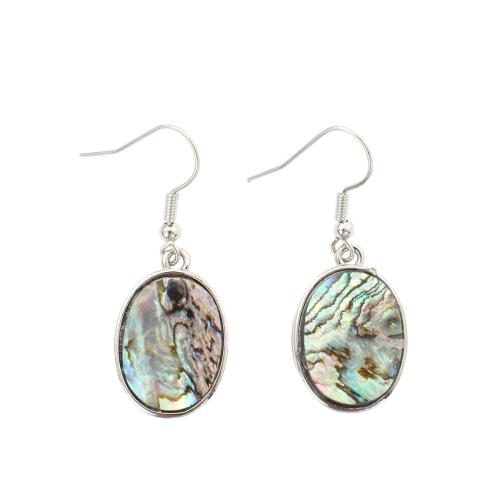 アワビ貝 ドロップイヤリング, とともに 銅, フラットオーバル, ファッションジュエリー & 女性用 売り手 ペア
