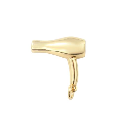 Brass Jewelry Pendants, Hair Drier, gold color plated, DIY 
