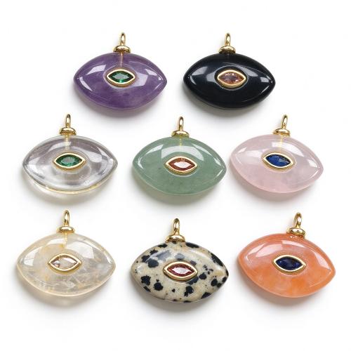 Pendentif bijoux de pierre gemme, oeil de cheval, Placage de couleur d'or, DIY & différents matériaux pour le choix & avec strass Vendu par PC