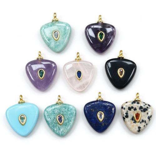 Pendentif bijoux de pierre gemme, avec Acier inoxydable 304, triangle, poli, DIY & différents matériaux pour le choix & avec strass Vendu par PC