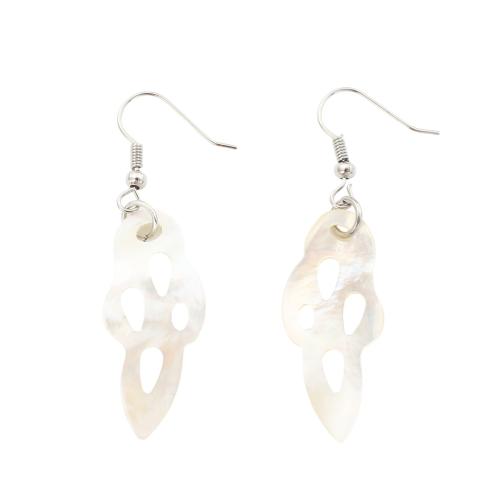 White Shell Drop Earring, with Brass, fashion jewelry & for woman & hollow 