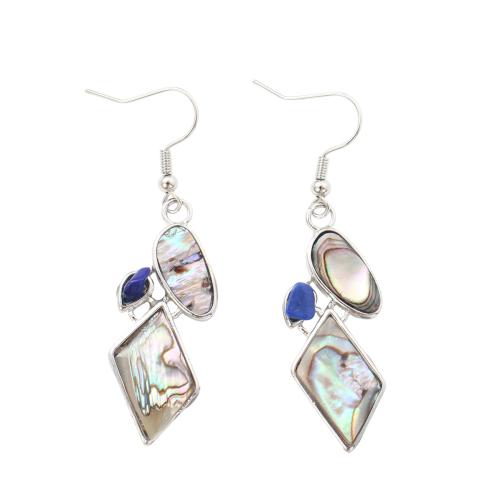 Abalone Shell Drop Earring, with Brass, Geometrical Pattern, fashion jewelry & for woman 