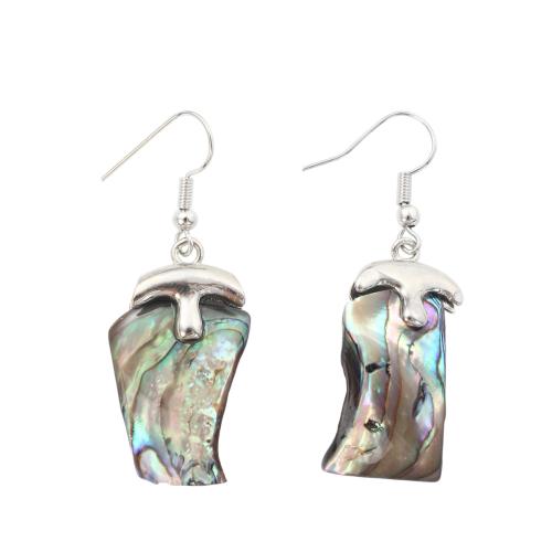 Abalone Shell Asymmetric Earrings, with Brass, Geometrical Pattern, fashion jewelry & for woman 