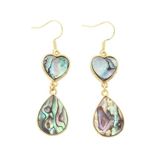 Abalone Shell Drop Earring, with Brass, fashion jewelry & for woman 