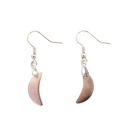 Black Shell Drop Earring, with Brass, Moon, fashion jewelry & for woman 