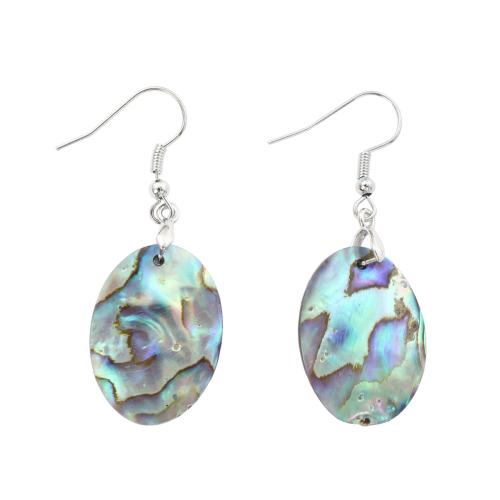 Abalone Shell Drop Earring, with Brass, Flat Oval, fashion jewelry & for woman 