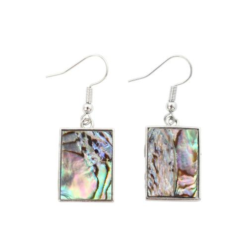 Abalone Shell Drop Earring, with Brass, Rectangle, fashion jewelry & for woman 
