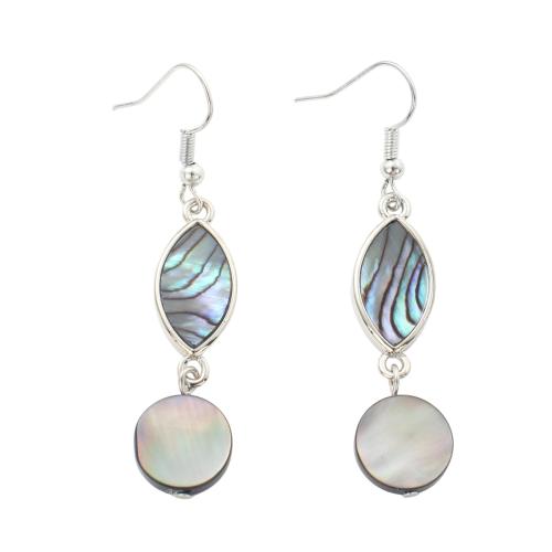 Abalone Shell Drop Earring, with Black Shell & Brass, fashion jewelry & for woman 