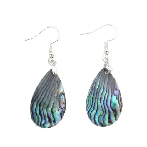 Abalone Shell Drop Earring, with Brass, Teardrop, fashion jewelry & for woman 