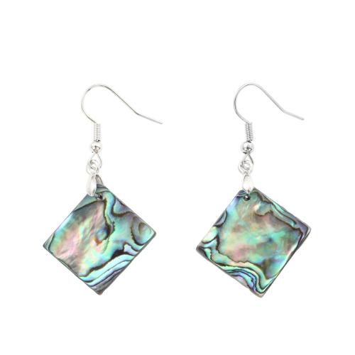 Abalone Shell Drop Earring, with Brass, Rhombus, fashion jewelry & for woman 