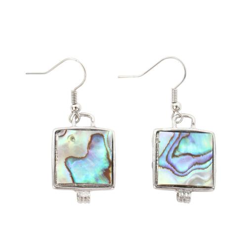 Abalone Shell Drop Earring, with Brass, Square, fashion jewelry & for woman 