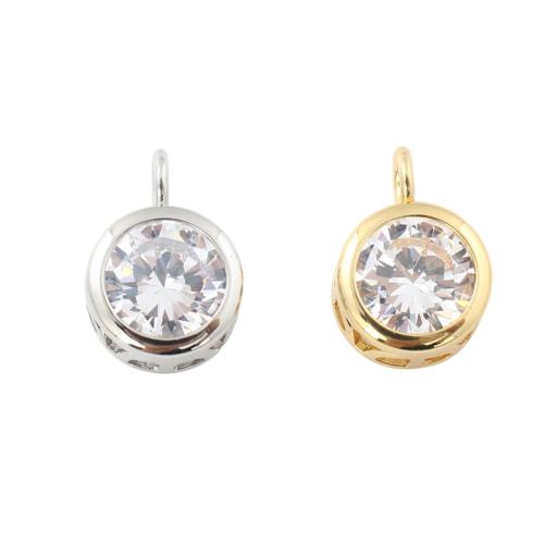 Pendentifs en laiton zircon cubique (CZ), Plat rond, Placage, DIY & pavé de micro zircon, plus de couleurs à choisir Vendu par PC