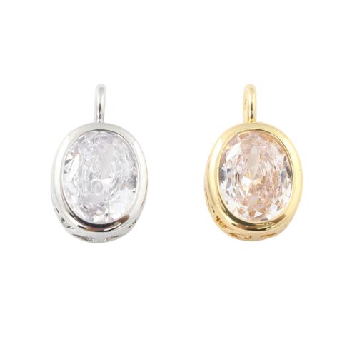 Pendentifs en laiton zircon cubique (CZ), ovale plat, Placage, DIY & pavé de micro zircon, plus de couleurs à choisir Vendu par PC