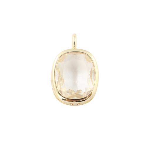 Pendentifs en laiton zircon cubique (CZ), ovale plat, Placage de couleur d'or, DIY & avec zircone cubique Vendu par PC