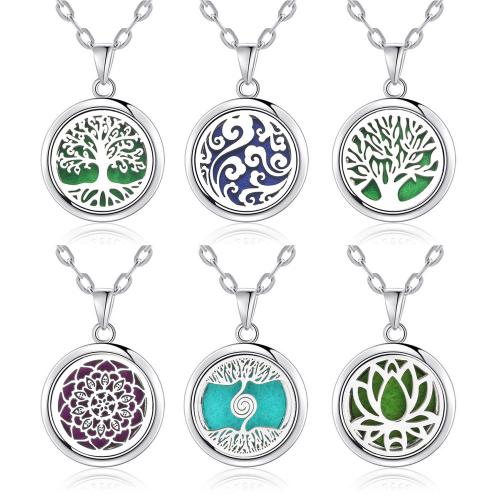 Zinc Alloy Aromatherapy Necklace, Flat Round, plated, fashion jewelry & for woman Approx 70 cm 