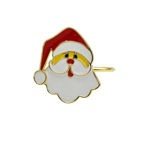 Zinc Alloy Napkin Ring, plated, Christmas Design & enamel & with rhinestone 