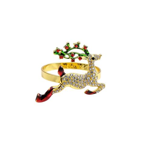 Zinc Alloy Napkin Ring, plated, Christmas Design & enamel & with rhinestone 