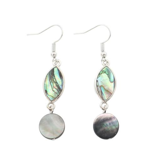 Abalone Shell Drop Earring, with Black Shell & Brass, fashion jewelry & for woman 