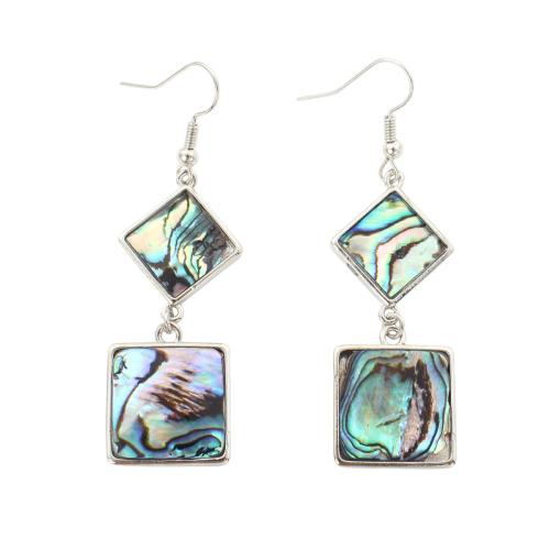 Abalone Shell Drop Earring, with Brass, Geometrical Pattern, fashion jewelry & for woman 