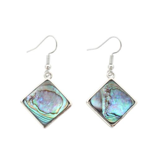 Abalone Shell Drop Earring, with Brass, Rhombus, fashion jewelry & for woman 