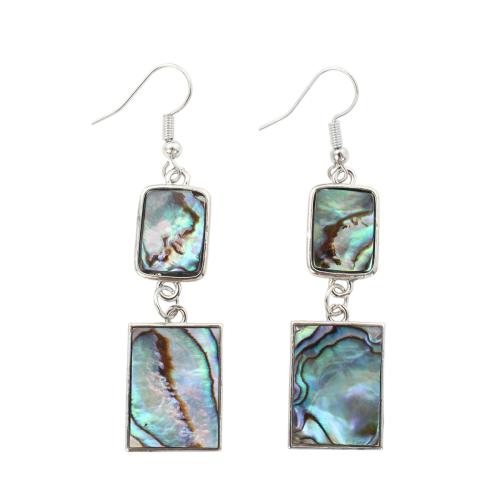 Abalone Shell Drop Earring, with Brass, Geometrical Pattern, fashion jewelry & for woman 