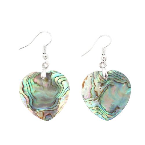 Abalone Shell Drop Earring, with Brass, Heart, fashion jewelry & for woman 