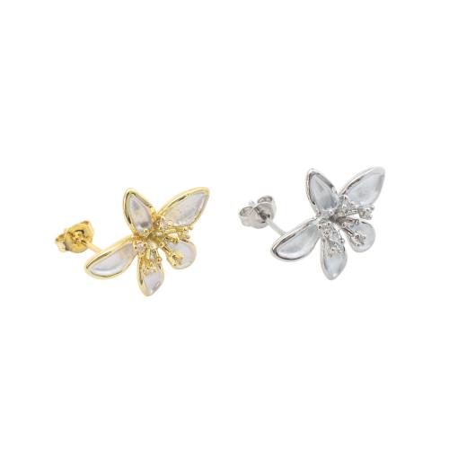 真鍮イヤリングボスト, 銅, 花形, メッキ, DIY, 無色 売り手 ペア[