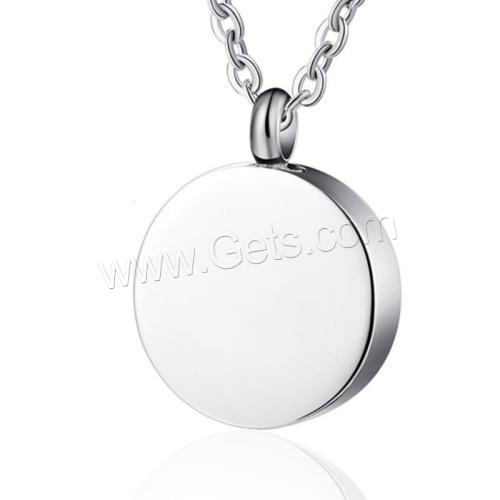 acier inoxydable Pendentif cercueil cinéraires, Rond, bijoux de mode & unisexe Vendu par PC