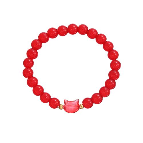 Glass Jewelry Beads Bracelets, fashion jewelry & elastic & for woman Approx 6 cm 