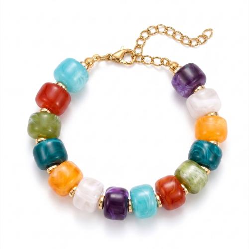 Acrylic Bracelets, with Stainless Steel, with 5cm extender chain, plated, fashion jewelry & for woman, multi-colored Approx 20 cm 