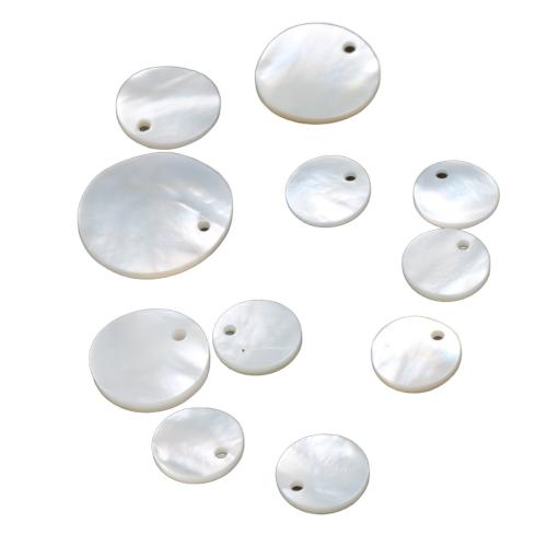 White Shell Pendants, Flat Round, DIY white 