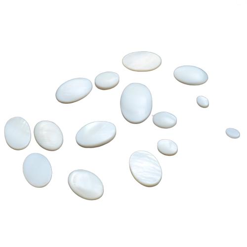White Shell Cabochon, Ellipse, DIY 